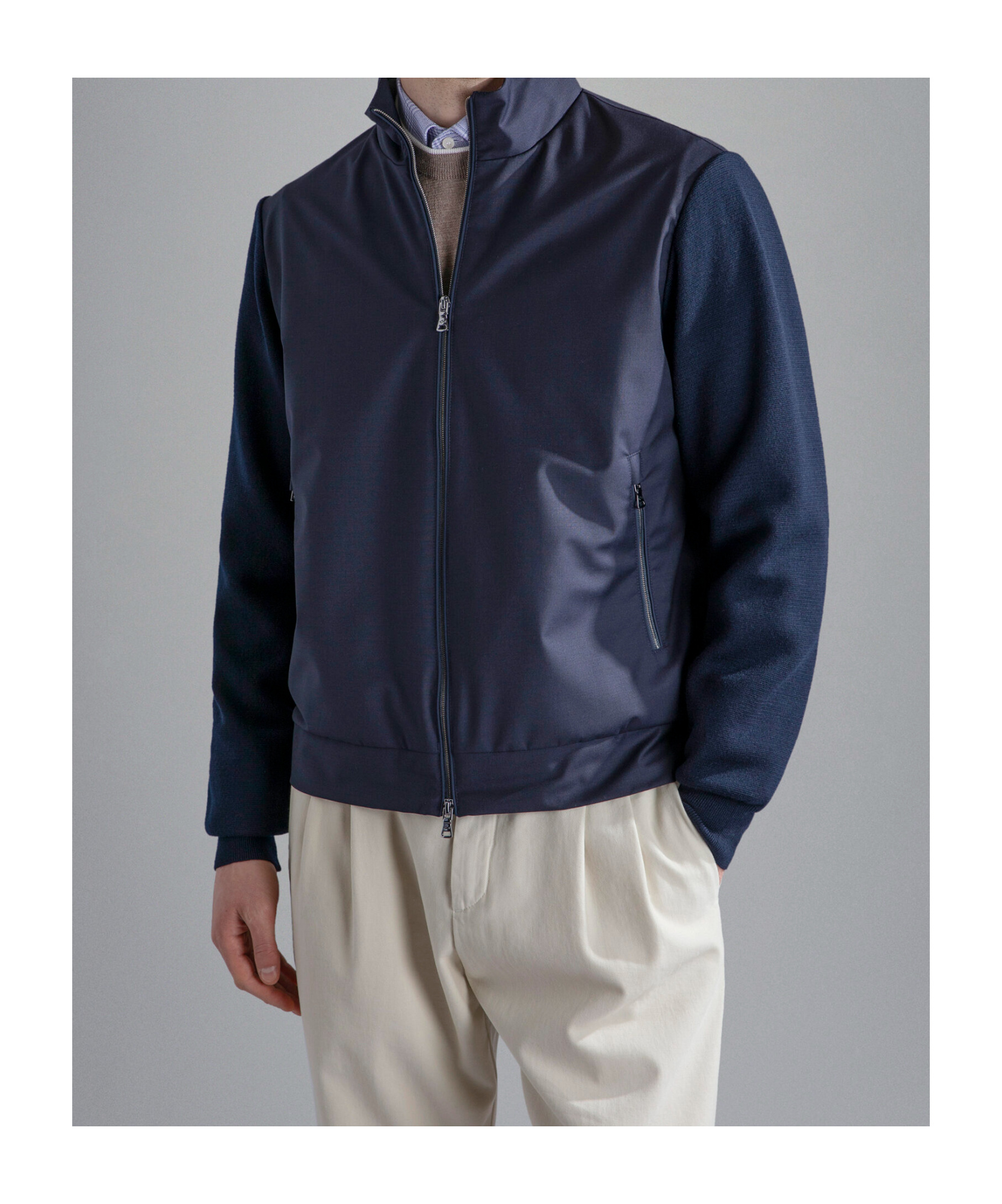 Paul & Shark Zippered Knitted Cardigan In Black