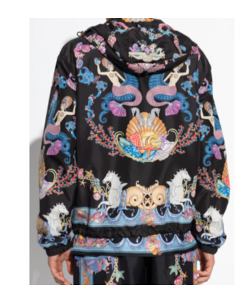 Versace Coral Theatre Hooded Jacket In Black