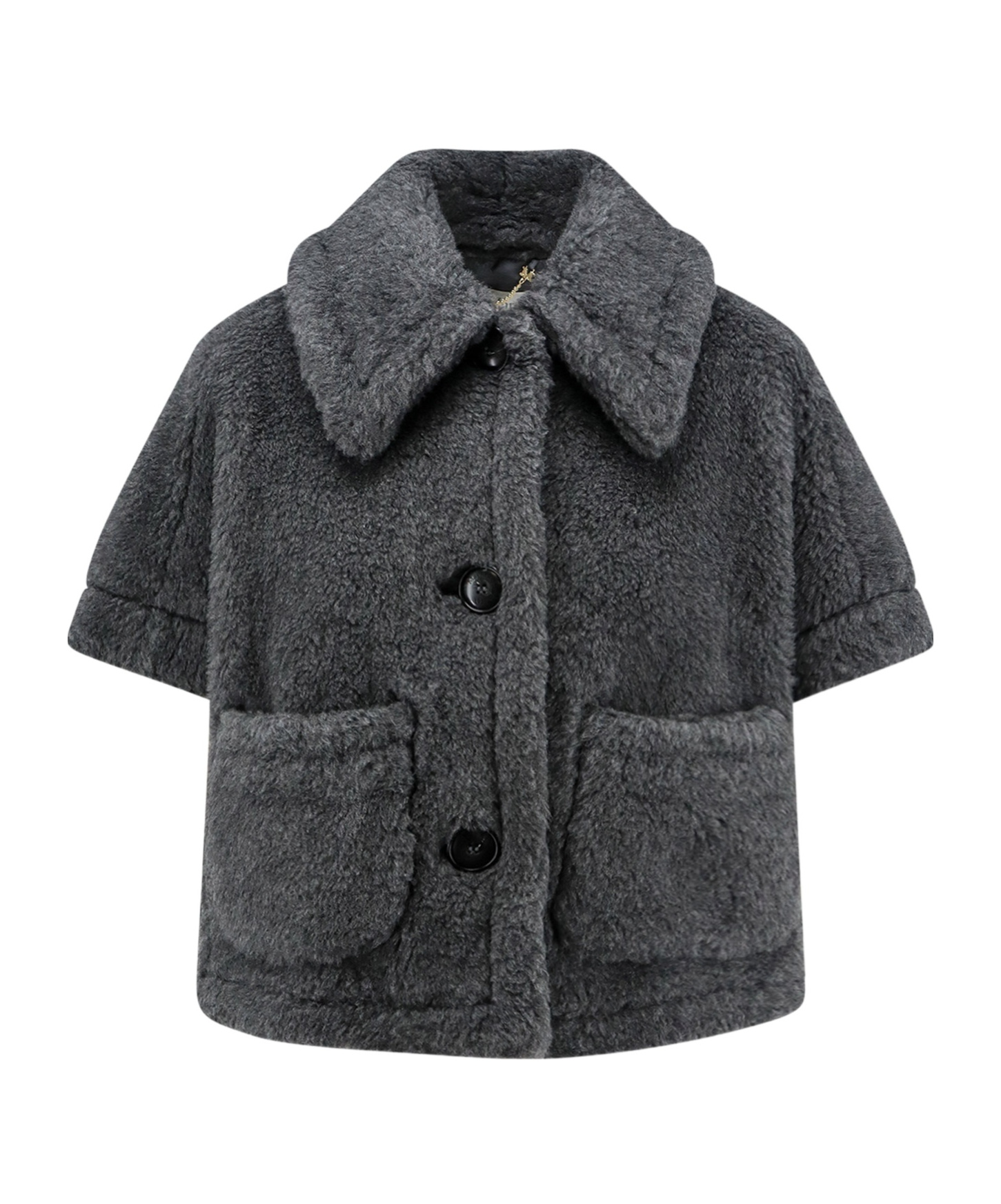 Max Mara Single-breasted Short-sleeved Coat In Black