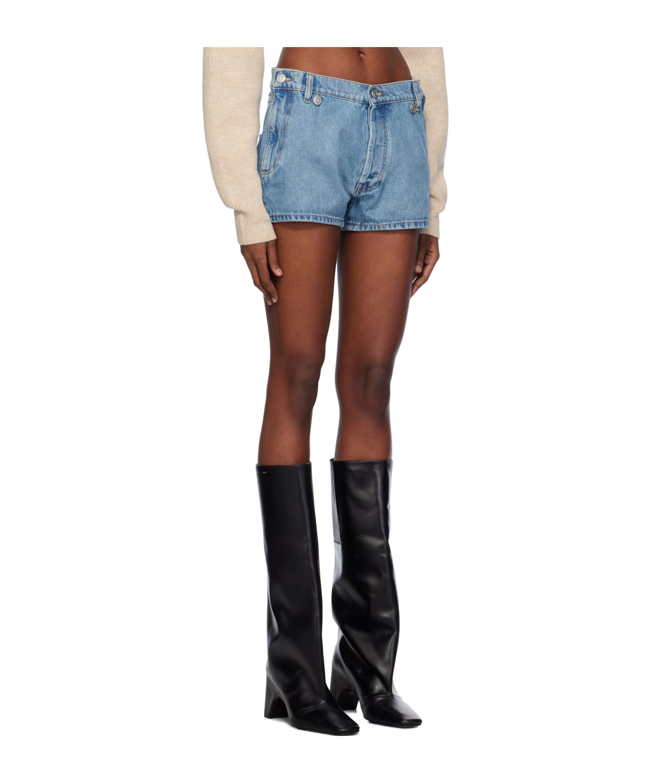 Coperni Blue Open Hip Denim Shorts In Multicolor
