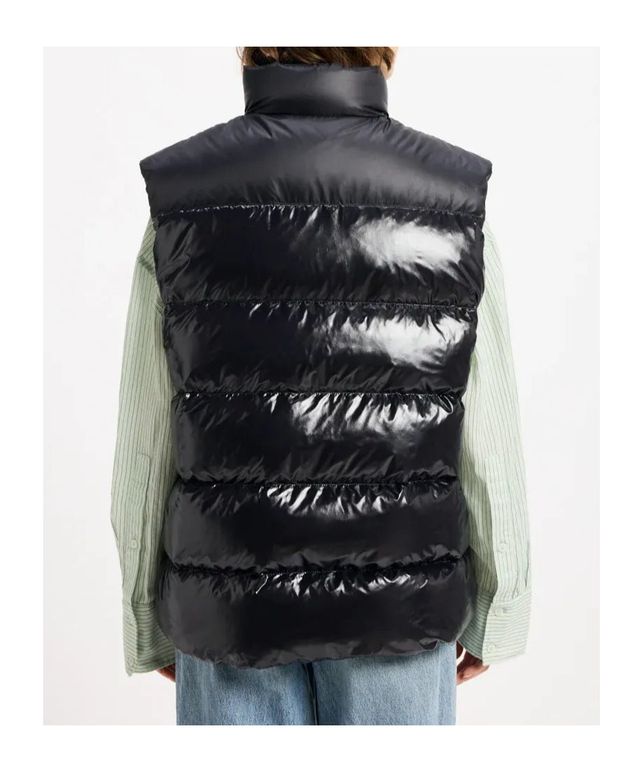 Pyrenex High Collar Sleeveless Cotton Coat In Black