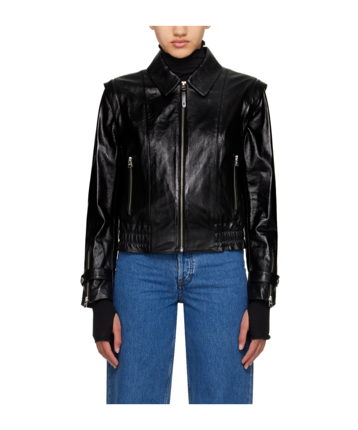 Mackage Leather Jacket With Zipper Front In Black