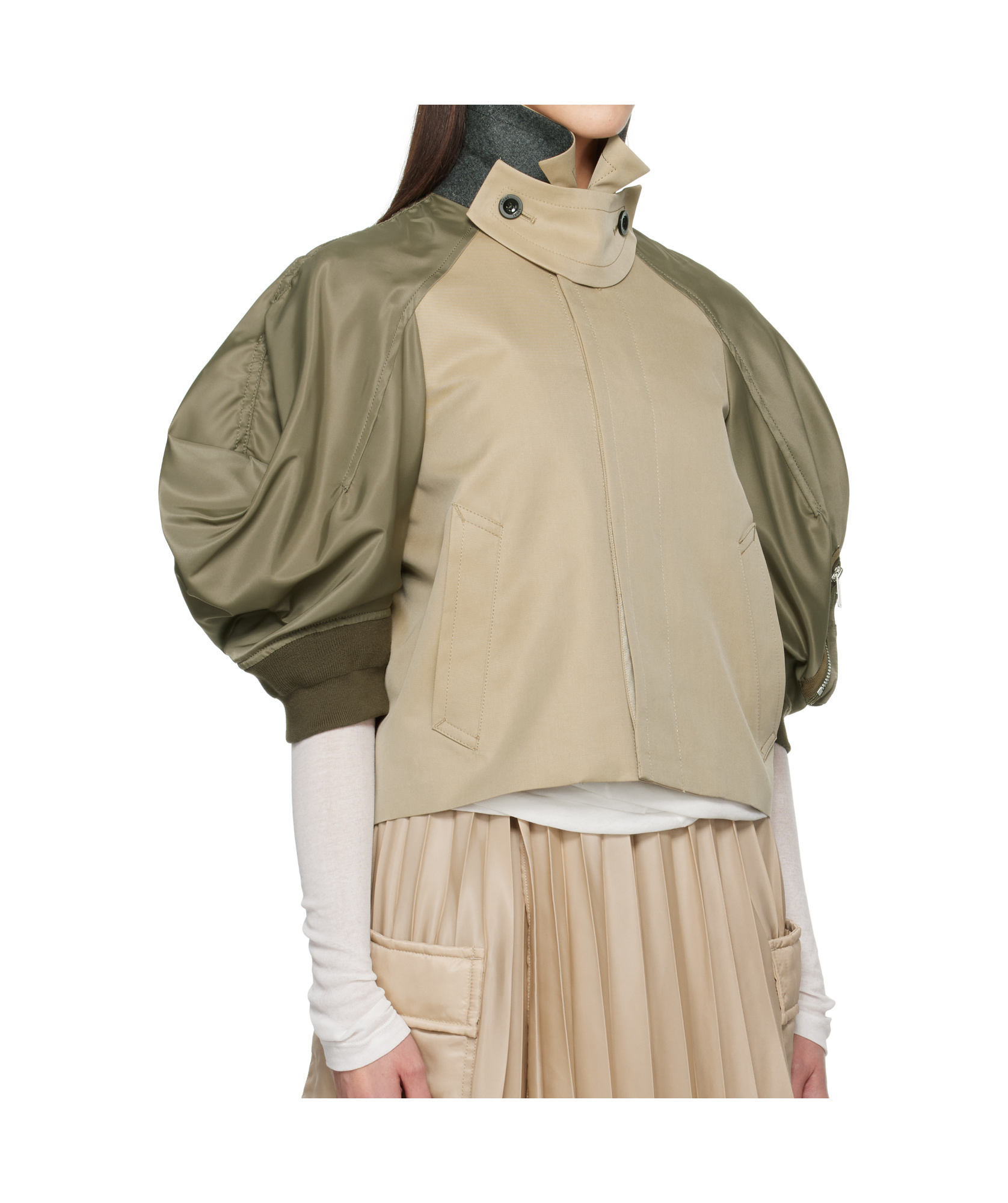 Sacai Spliced Jacket In Nude
