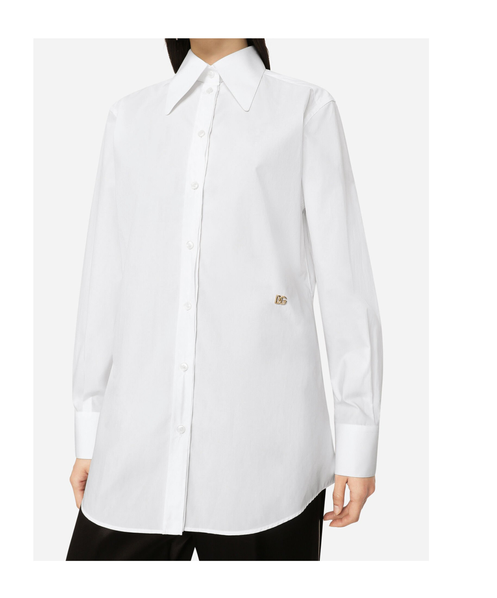 Dolce & Gabbana Cotton Poplin Longline Shirt In Brown