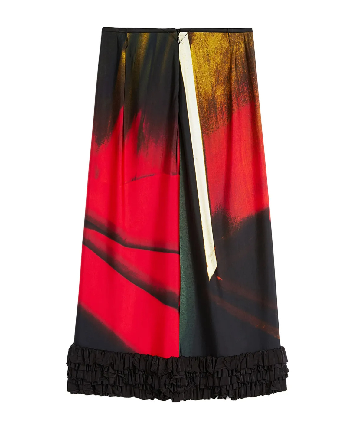 Jil Sander Printed Viscose Skirt With Ruffles In Black