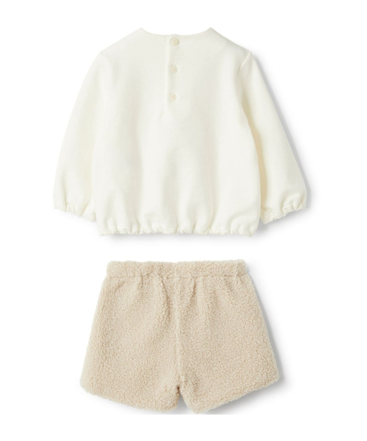 Il Gufo Sheep Appliqué Sweatshirt And Shorts Set In White