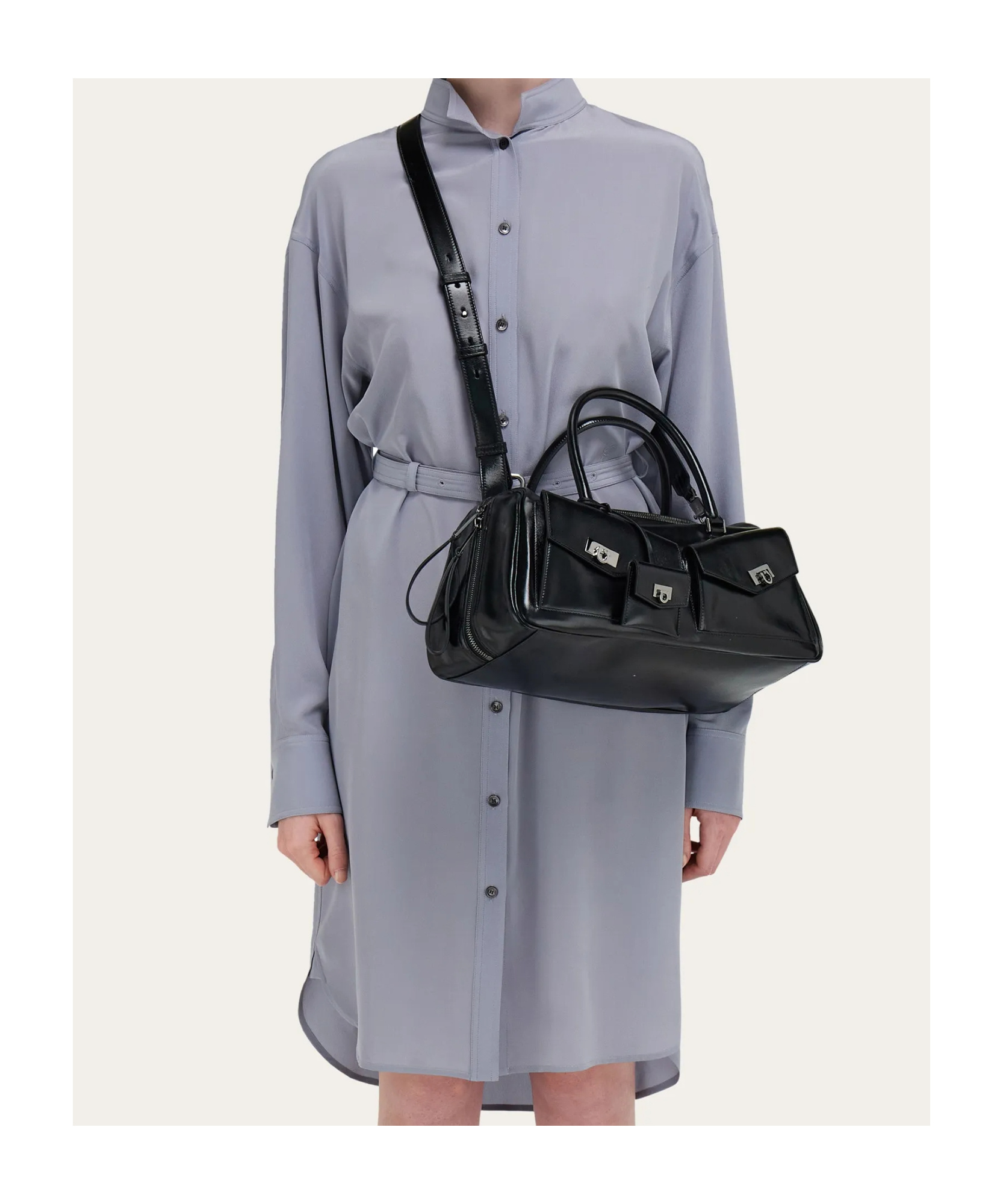 Ferragamo Versatile Cross-body Bag Top Handles In Black