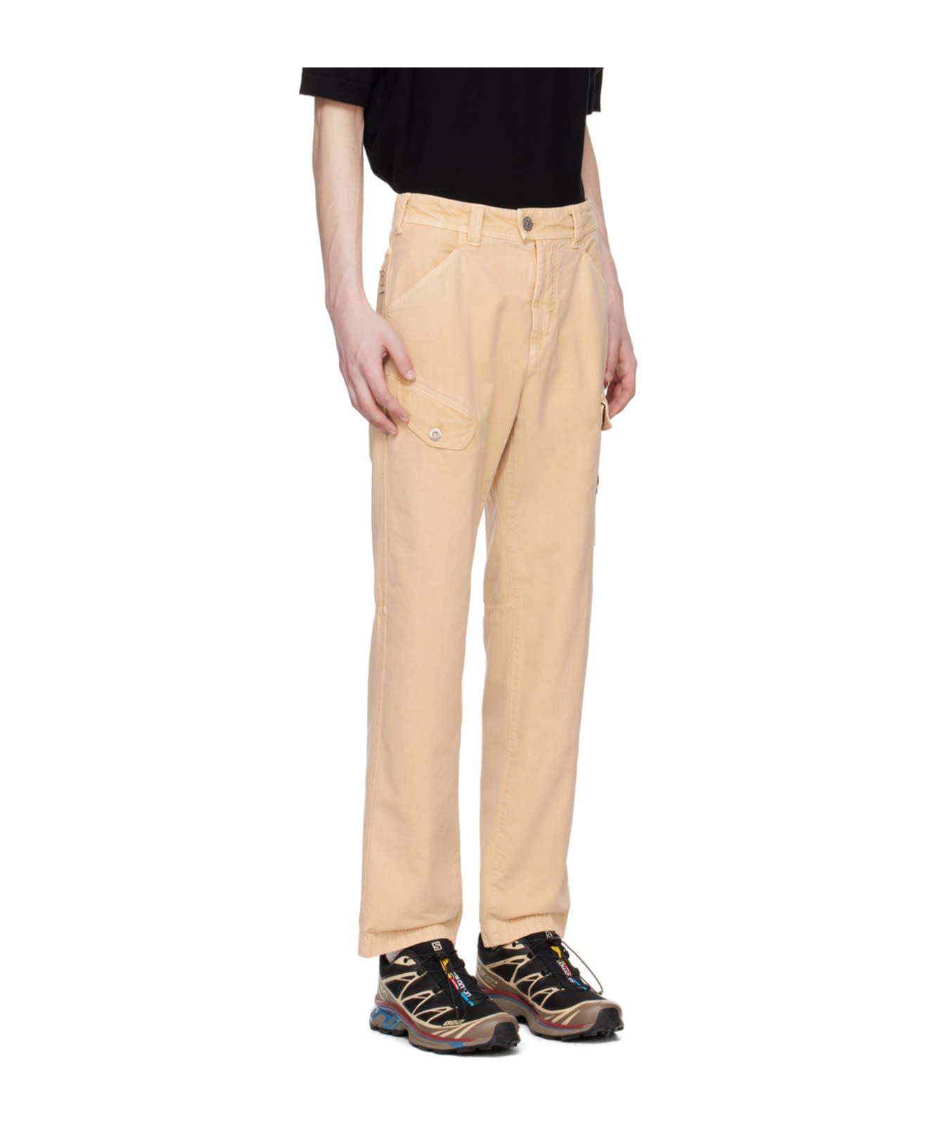 Stone Island Cloth Overalls Casual Trousers In Nude