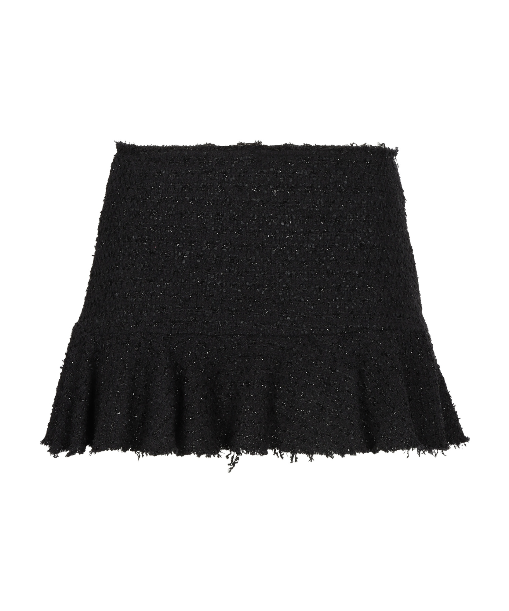 Blumarine Bouclé Knit Lurex Skirt With Frayed Hem In Black