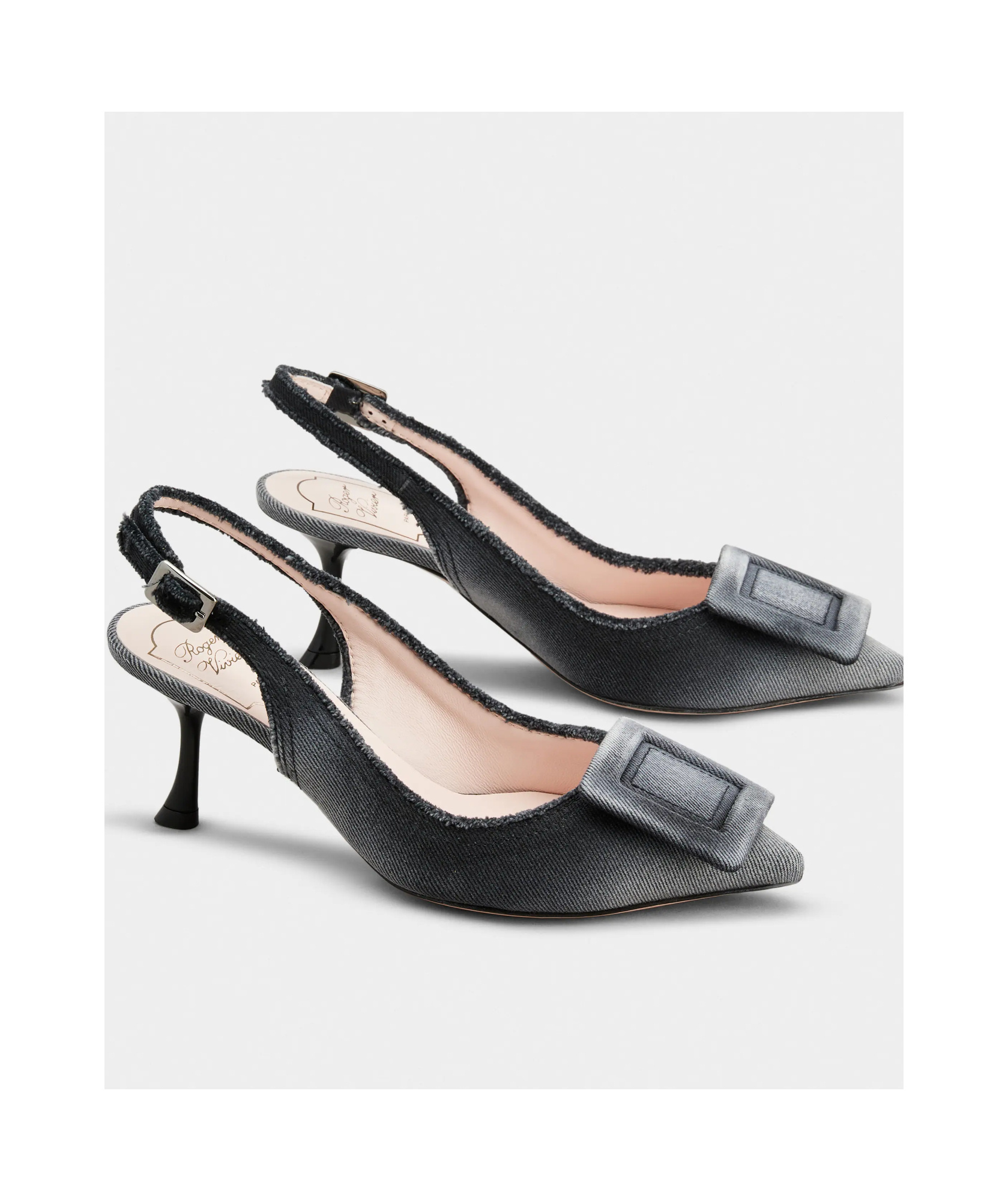 ROGER VIVIER VIV' IN THE CITY SLINGBACK PUMPS IN DENIM 