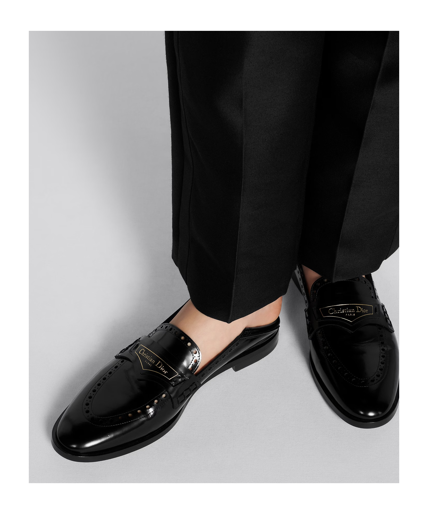 Dior Classic Black Calfskin Loafers For Women In Black