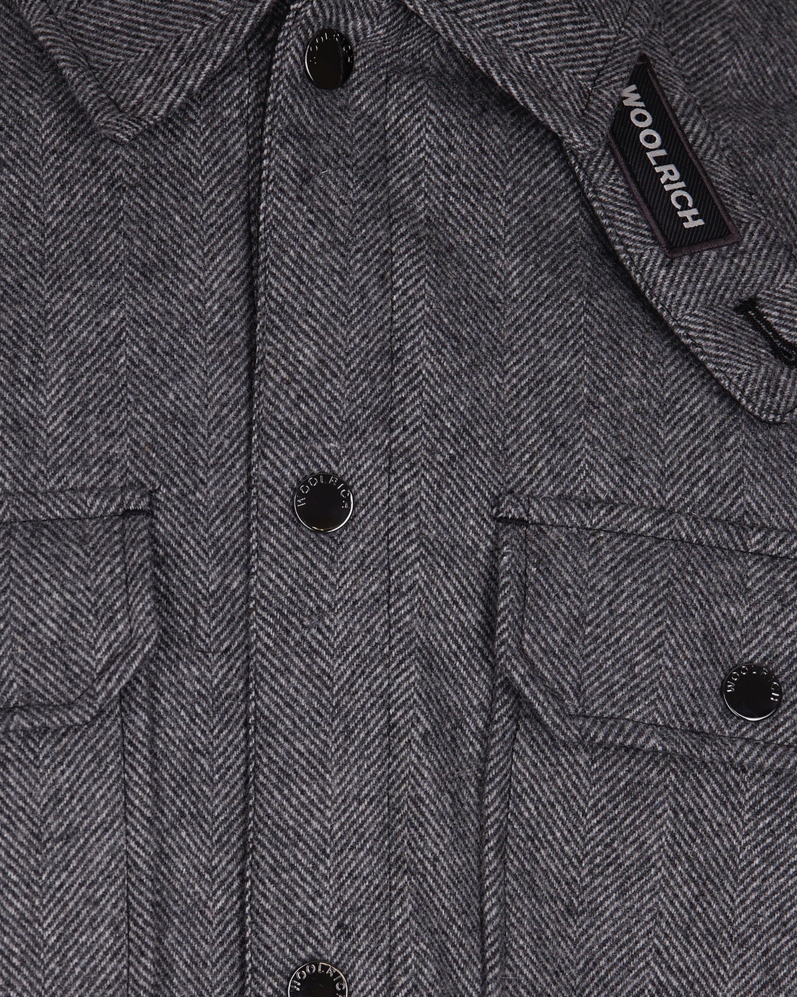 Woolrich Giubbino In Misto Lana Herringbone Grey In Gray