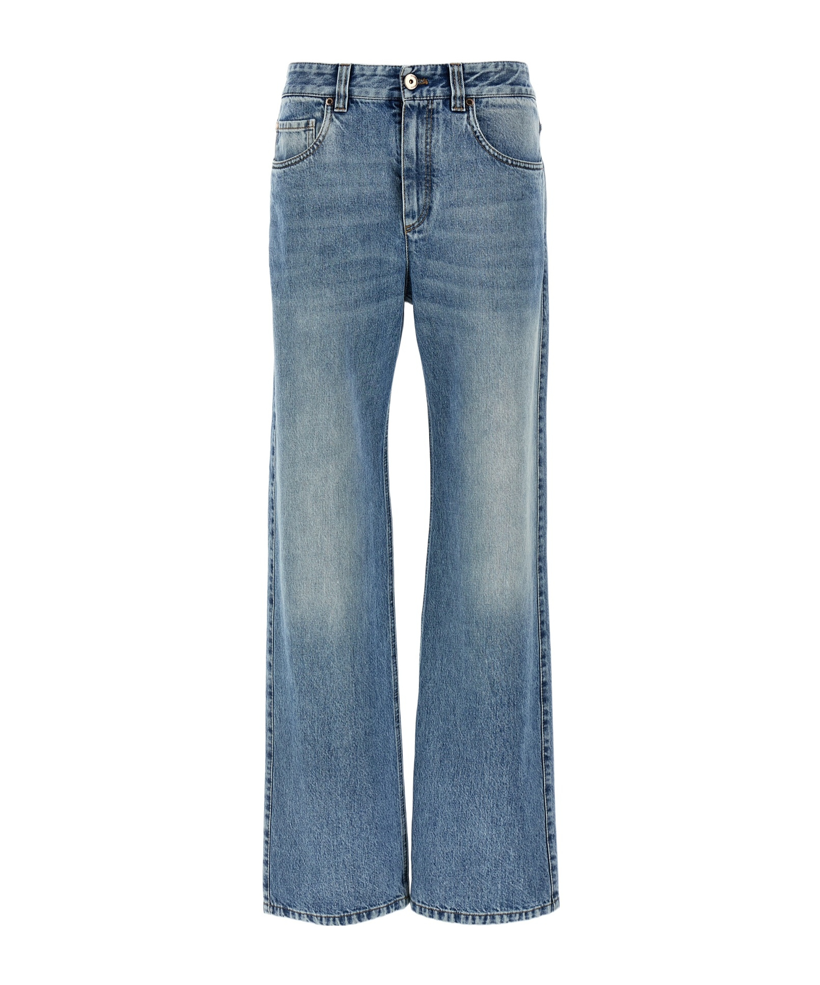 Shop Brunello Cucinelli High-waist Straight-leg Denim Jeans In Blue