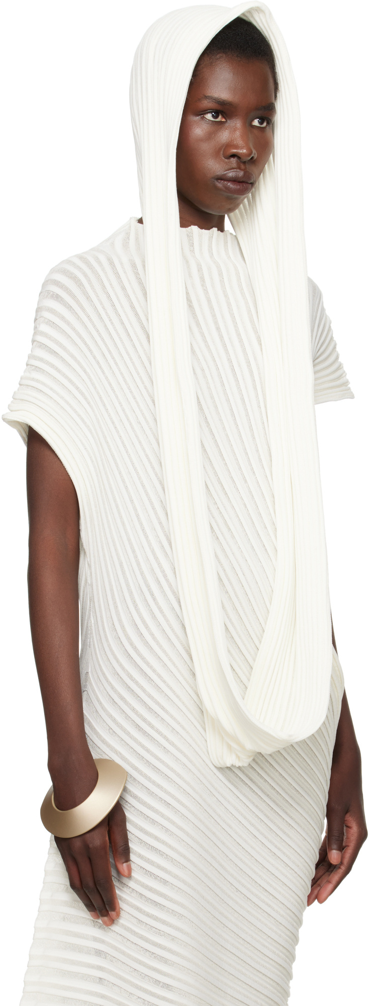 Issey Miyake Ssense Exclusive Bridal Capsule Stream Scarf In White