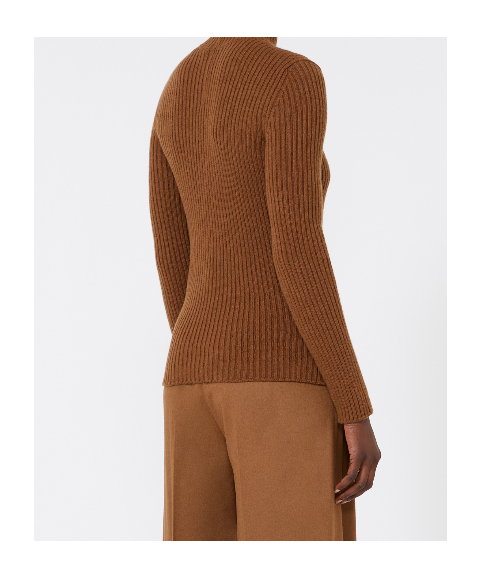 Max Mara Wool And Cashmere Ribbed Turtleneck In Brown