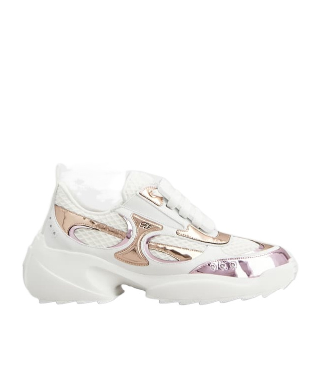 Roger Vivier Viv' On The Run Sneakers In Leather And Fabric In White