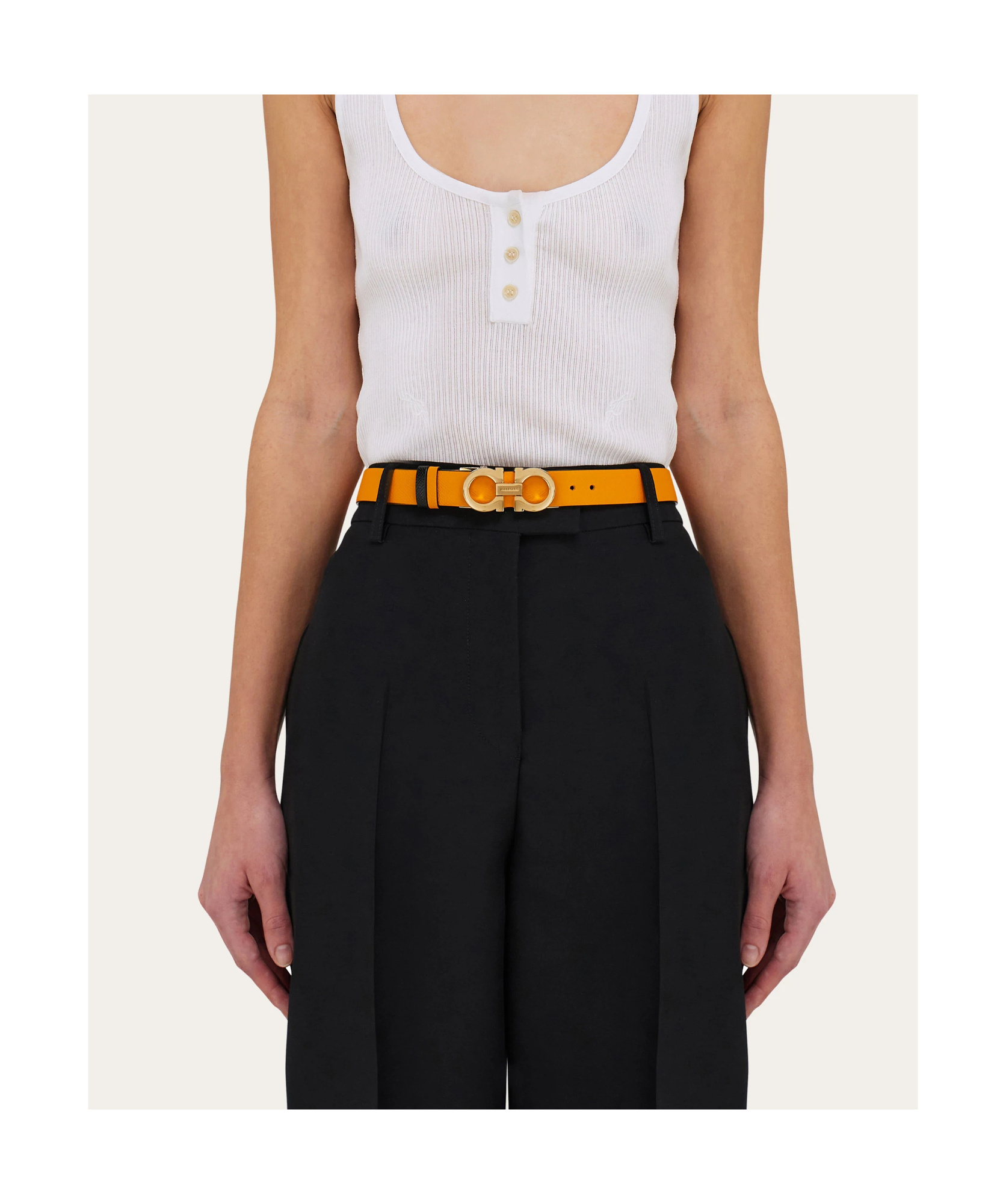 Ferragamo Reversible And Adjustable Gancini Belt In Brown
