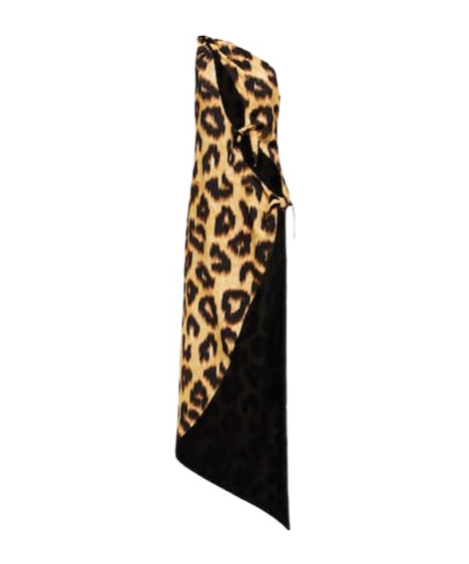 Attico Leopard-print Cutout Maxi Dress In Black