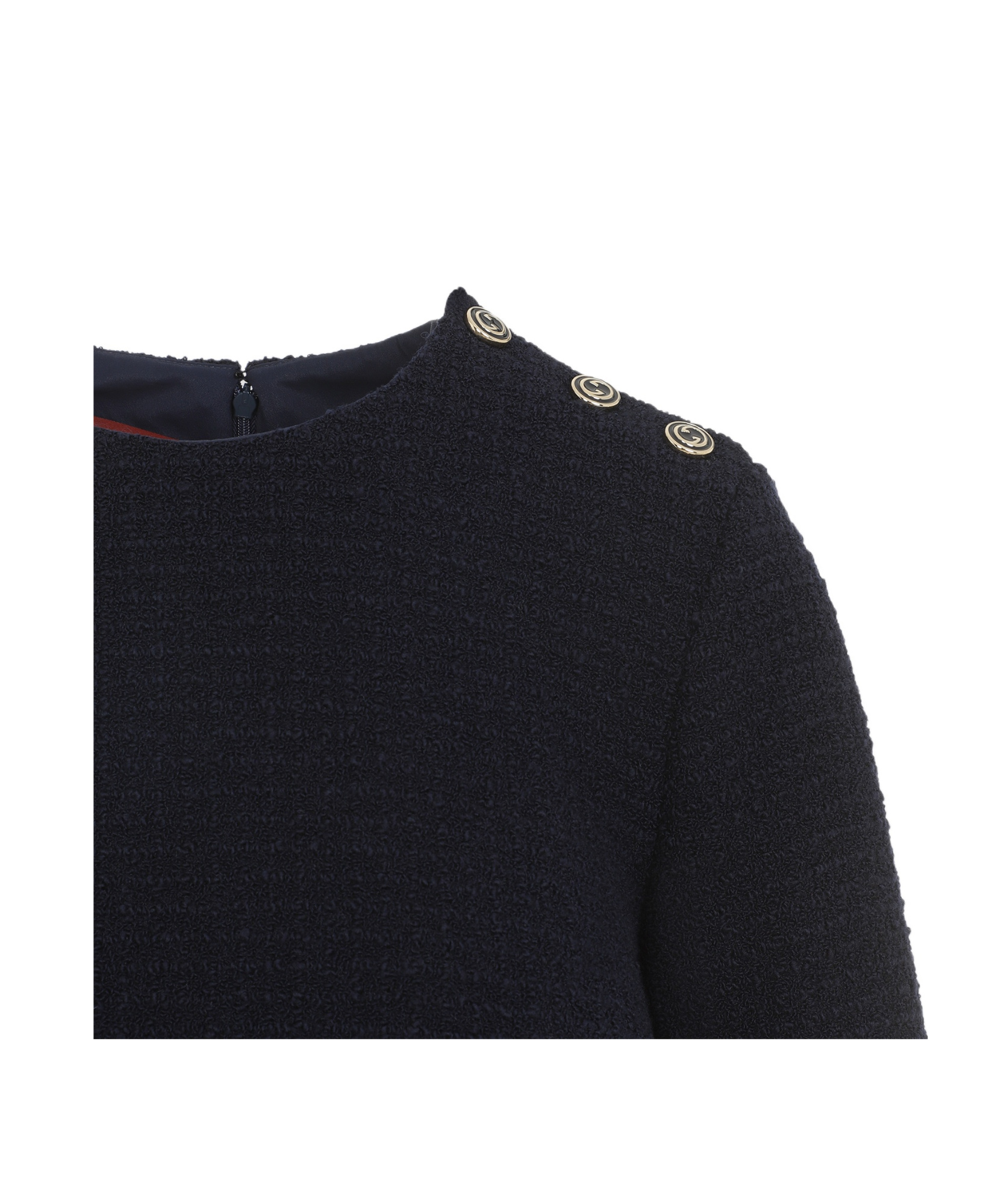 Shop Gucci Checked Bouclé Wool Dress In Black