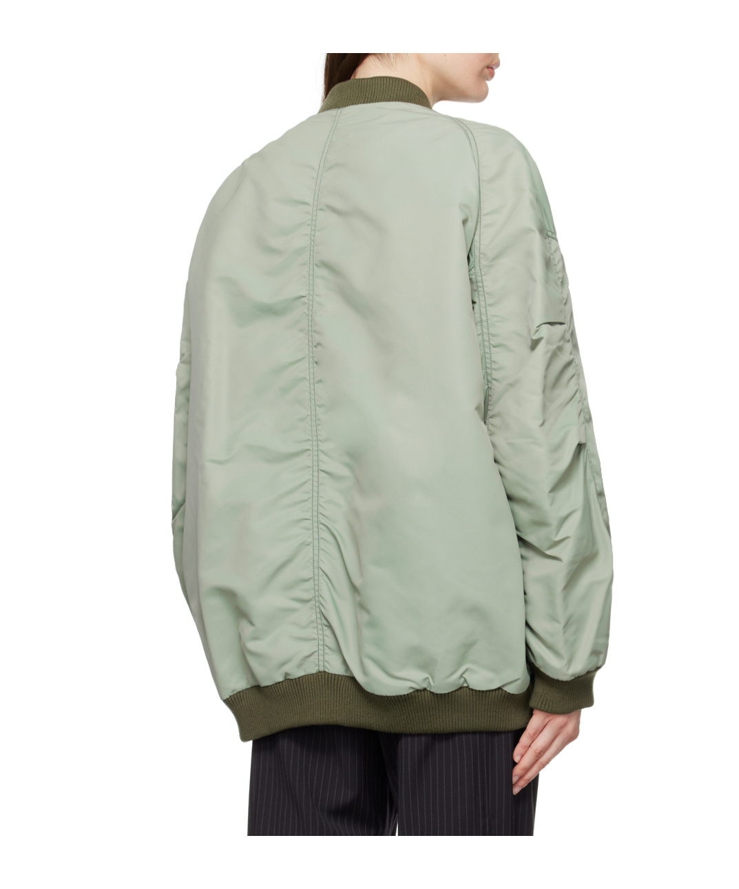 Open Yy Oversized Bomber Jacket In Green
