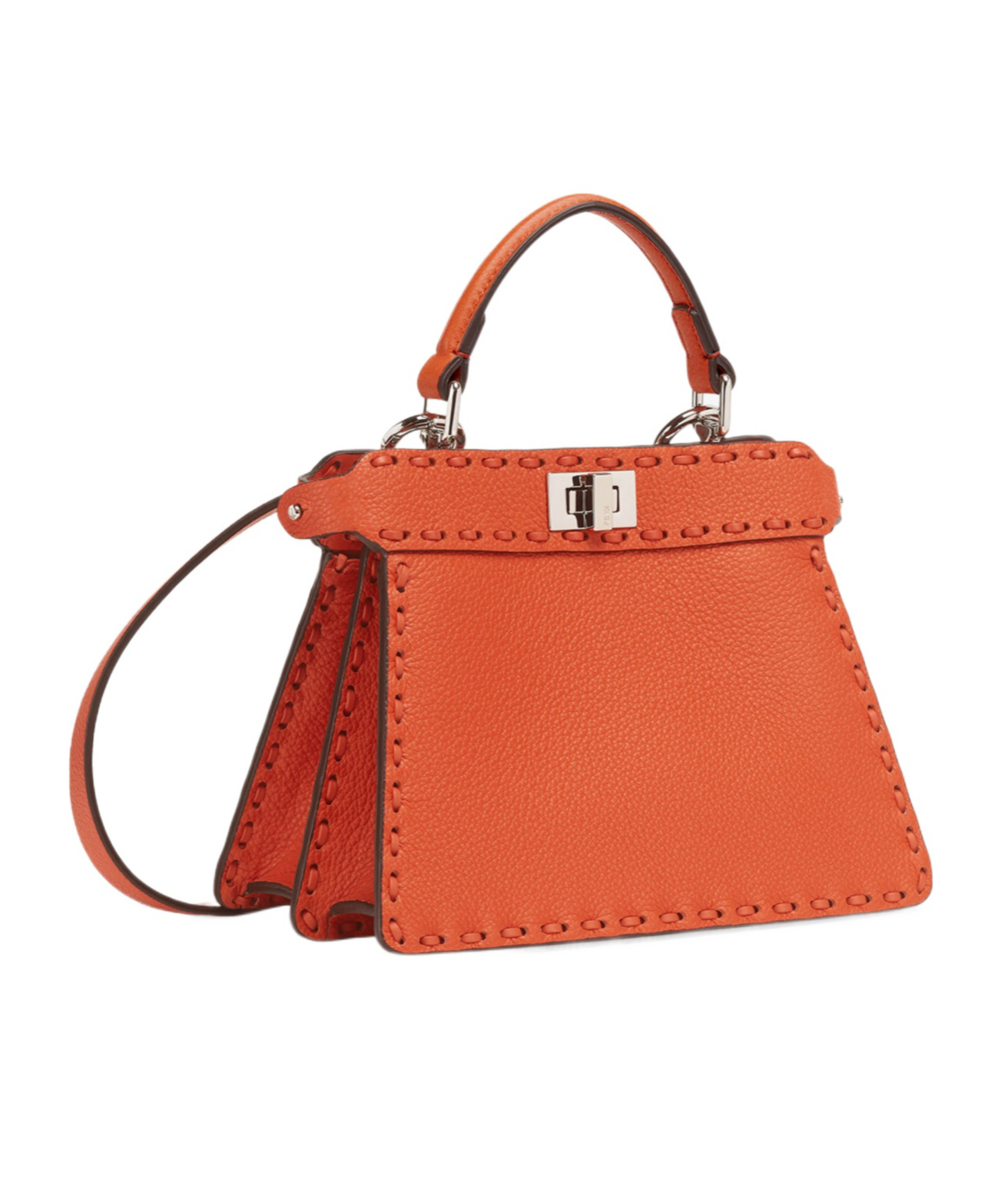FENDI ORANGE SELLERIA BAG WITH 306 HAND-SEWN TOPSTITCHES