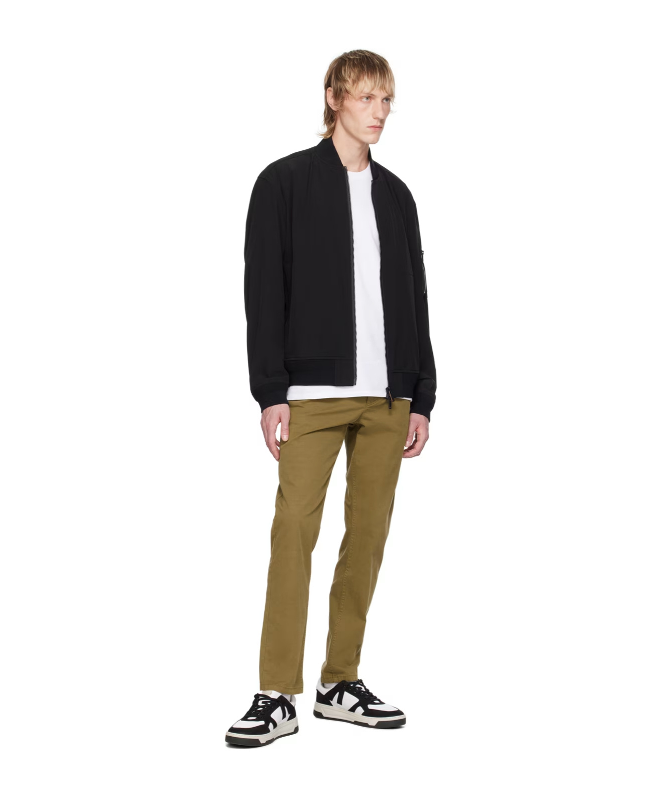 Hugo Boss Pilot Jacket With Stand-neck Collar In Black
