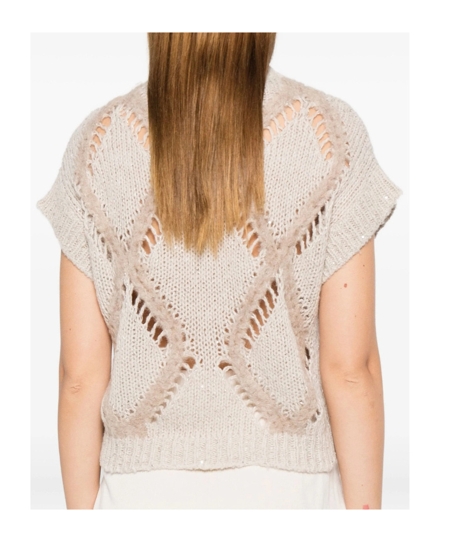 Antonelli Diamond Pattern Knitted Sweater In Brown