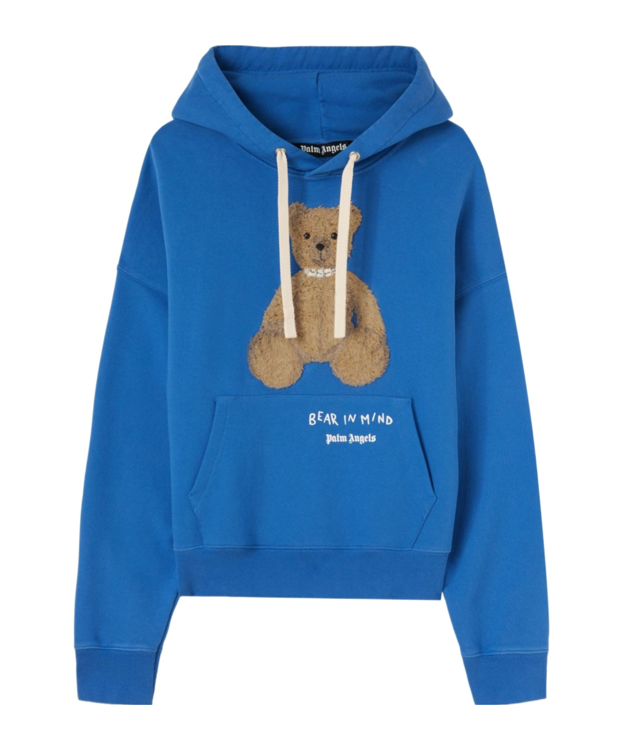 Palm Angels Cotton Sweatshirt With Hood And Graphic Print In Blue