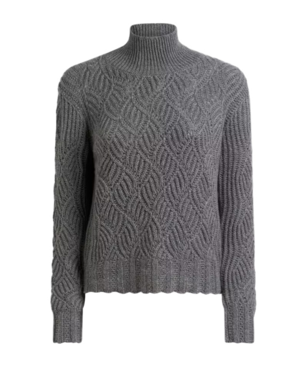 Etro Perforated Cashmere Turtleneck Sweater In Gray