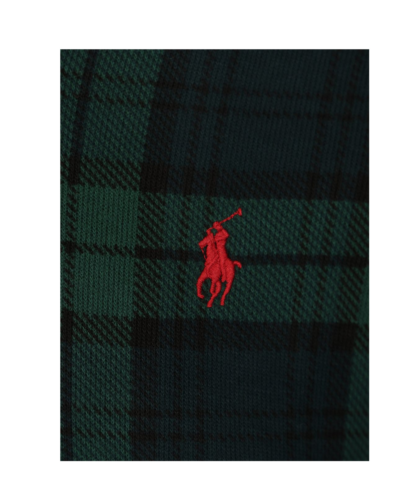 Ralph Lauren Half-zip Plaid-pattern Sweater In Green