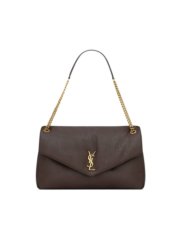 Saint Laurent Calypso Large Ysl Shoulder Bag In Leather In Black