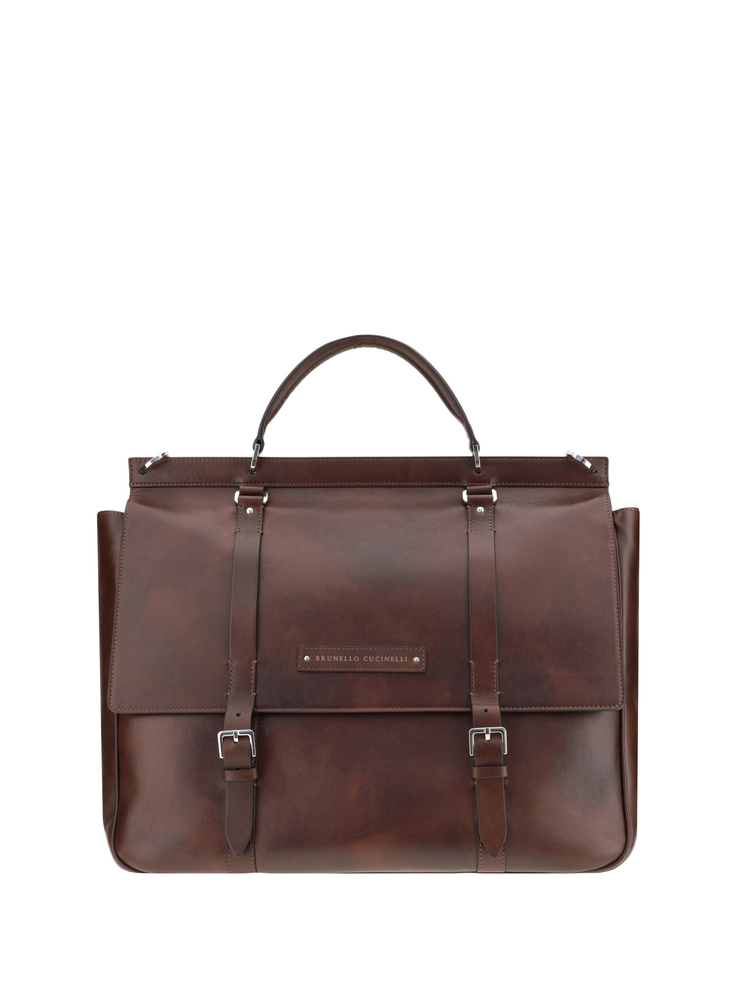 Brunello Cucinelli Men Casual Calfskin Briefcase In Brown