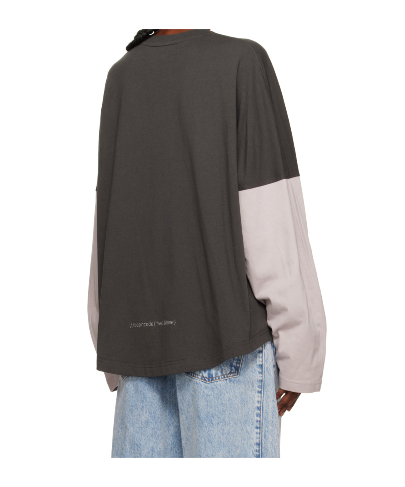 We11 Done Grey Code Long-sleeved T-shirt In Gray