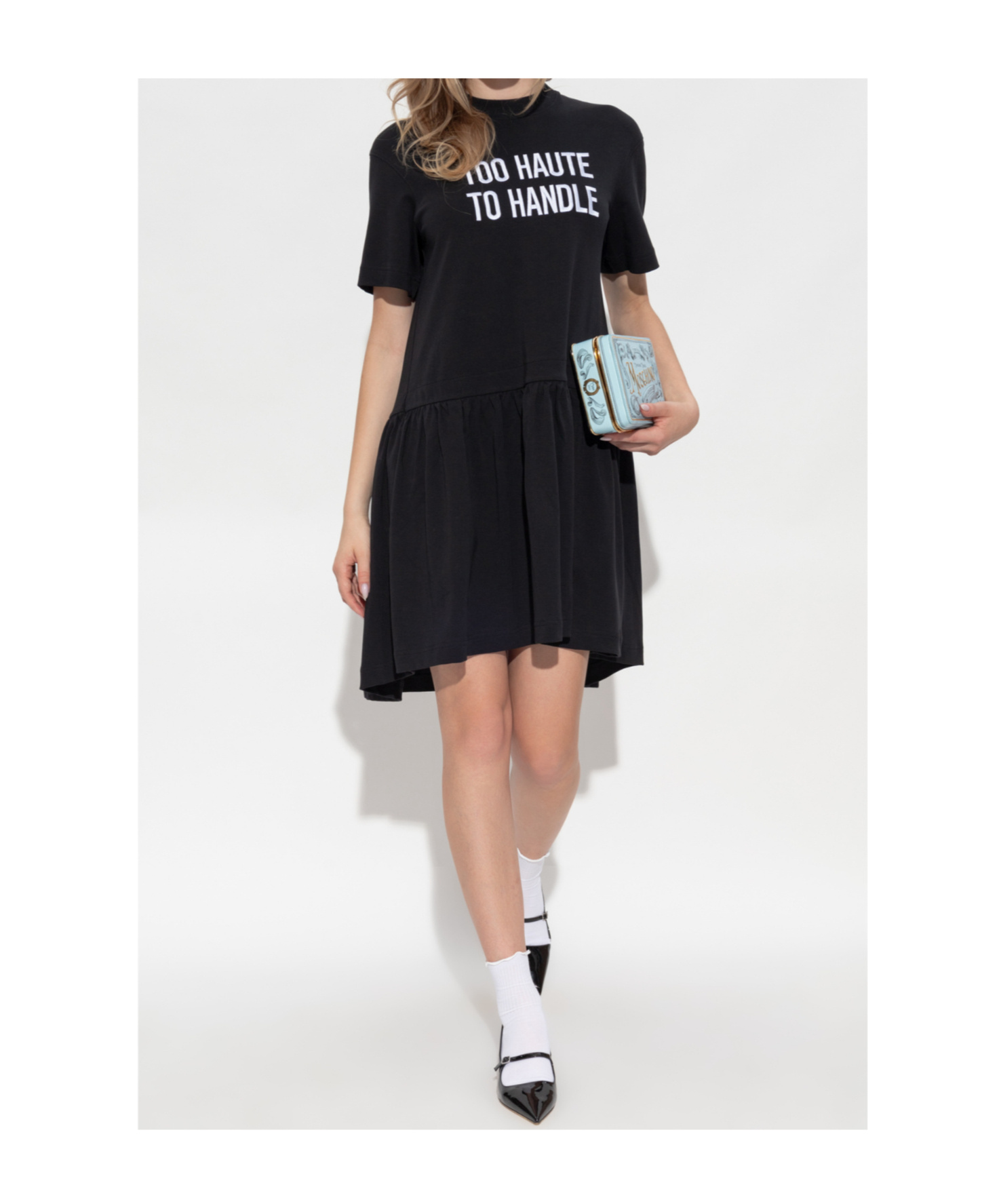 Moschino Graphic Print Dress Short Sleeves In Black