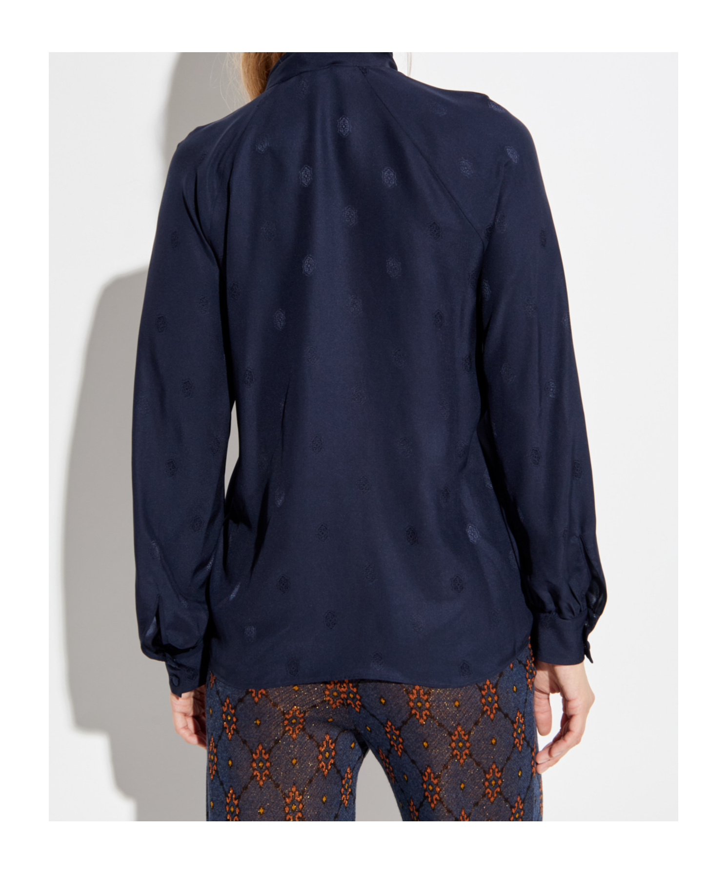 Etro Bow Long-sleeved Blouse In Blue