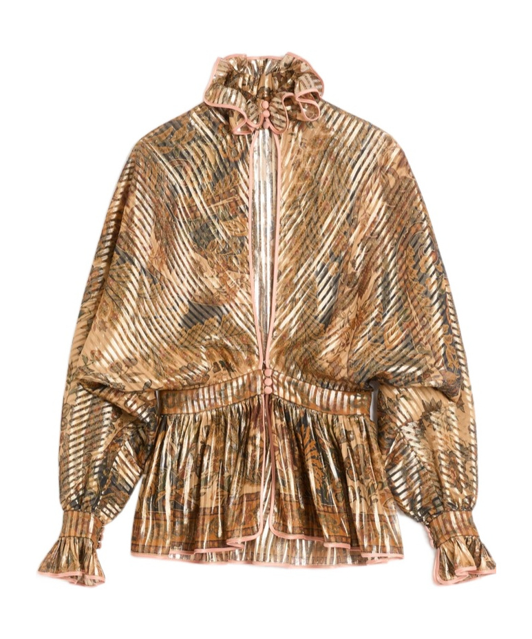 Shop Valentino Pekin Shirt With Cashmere Voyage Imaginaire Print In Brown