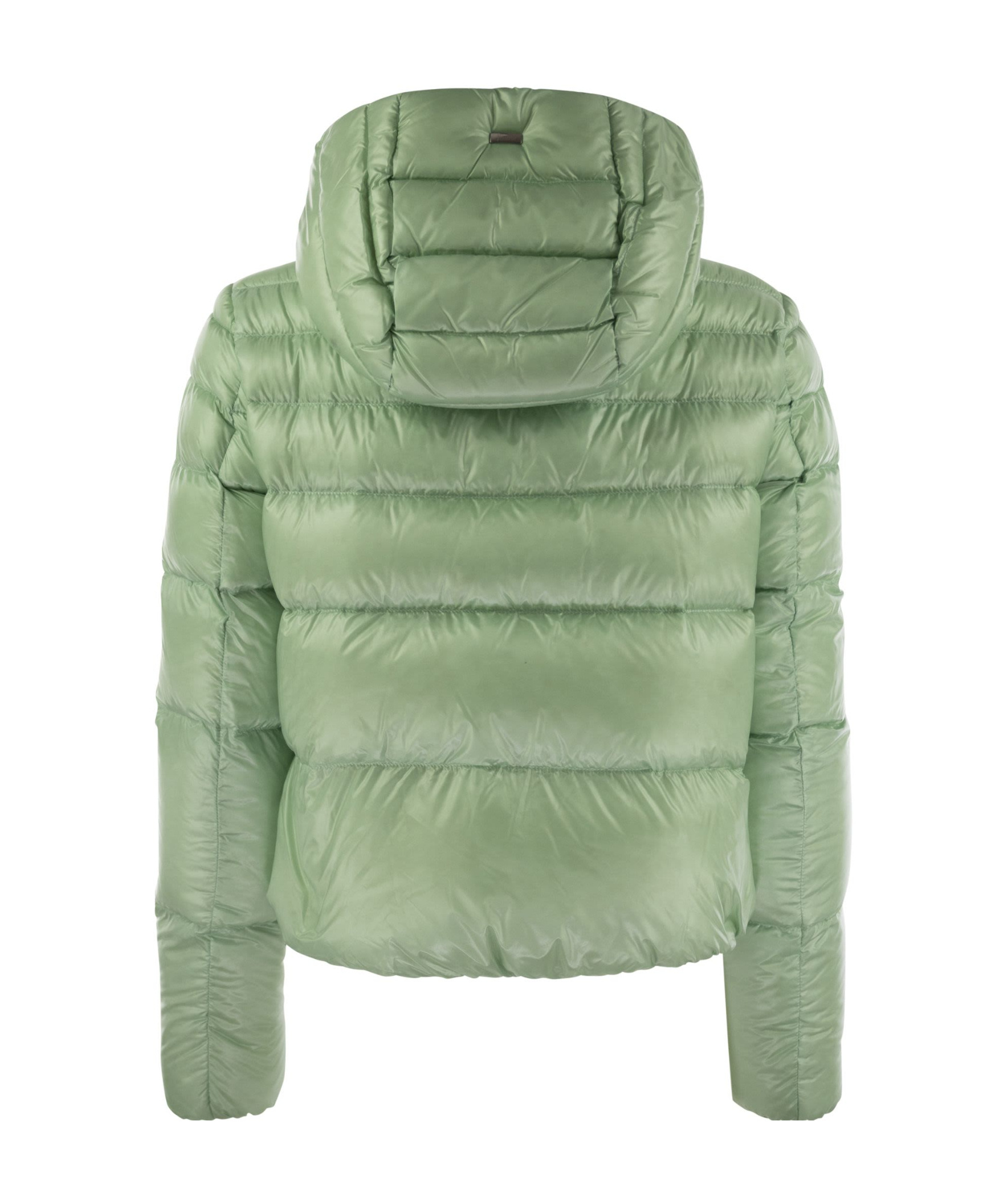 Herno Women Ultralight Nylon Bomber Jacket With Hood In Green