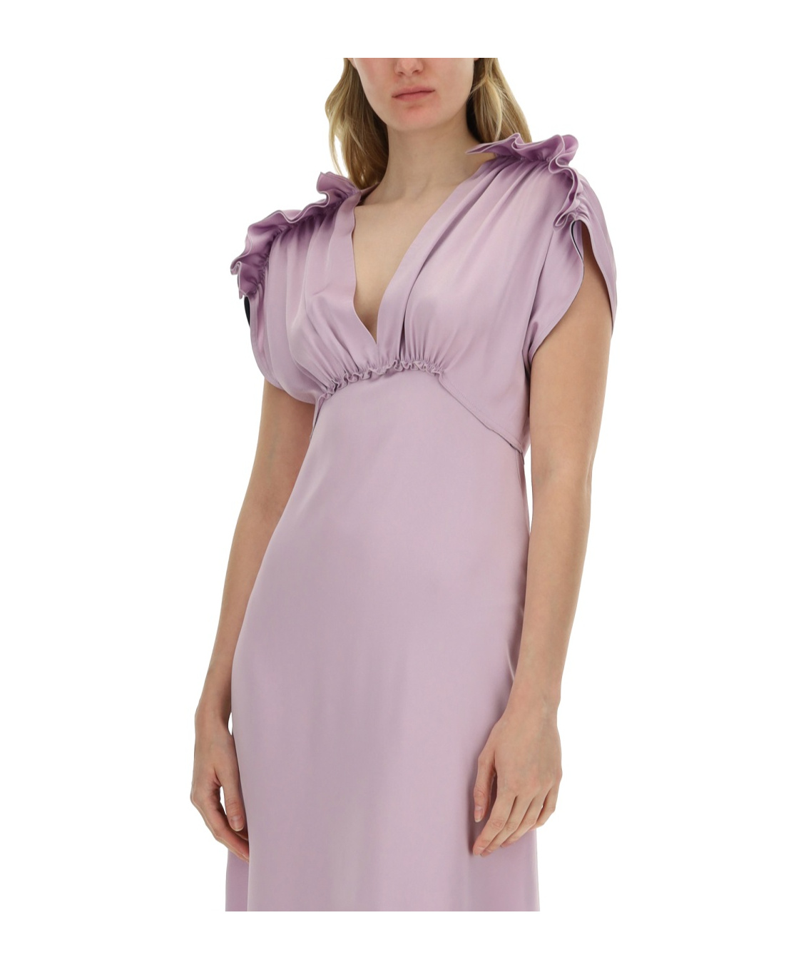 Victoria Beckham Women's V-neck Ruffle Midi Dress In Purple