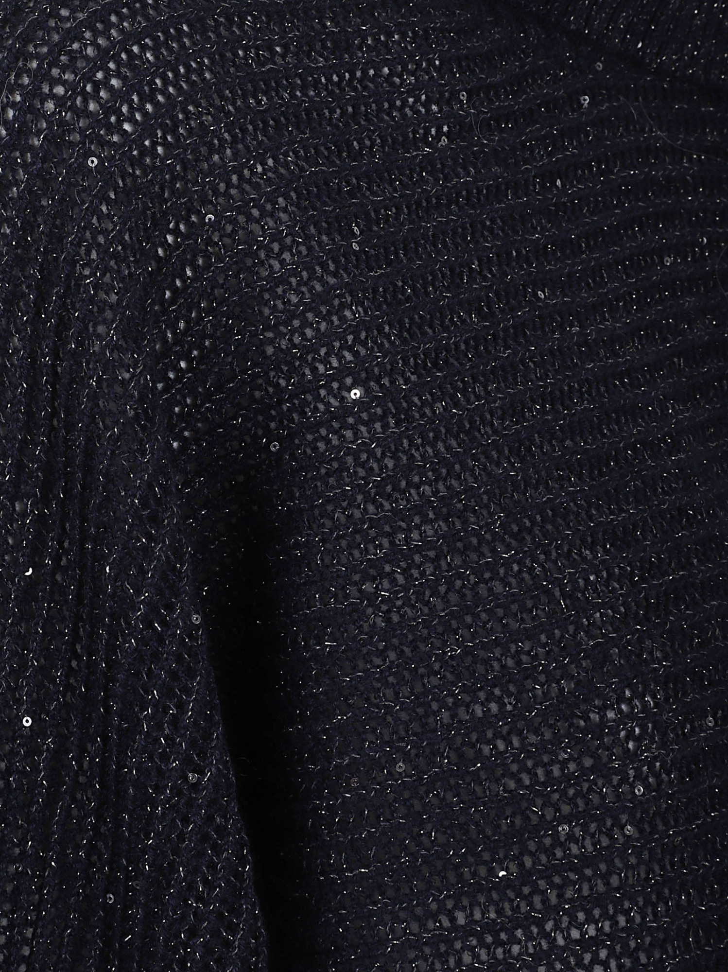 Peserico High Neck Cropped Knit Sweater With Sparkle In Black