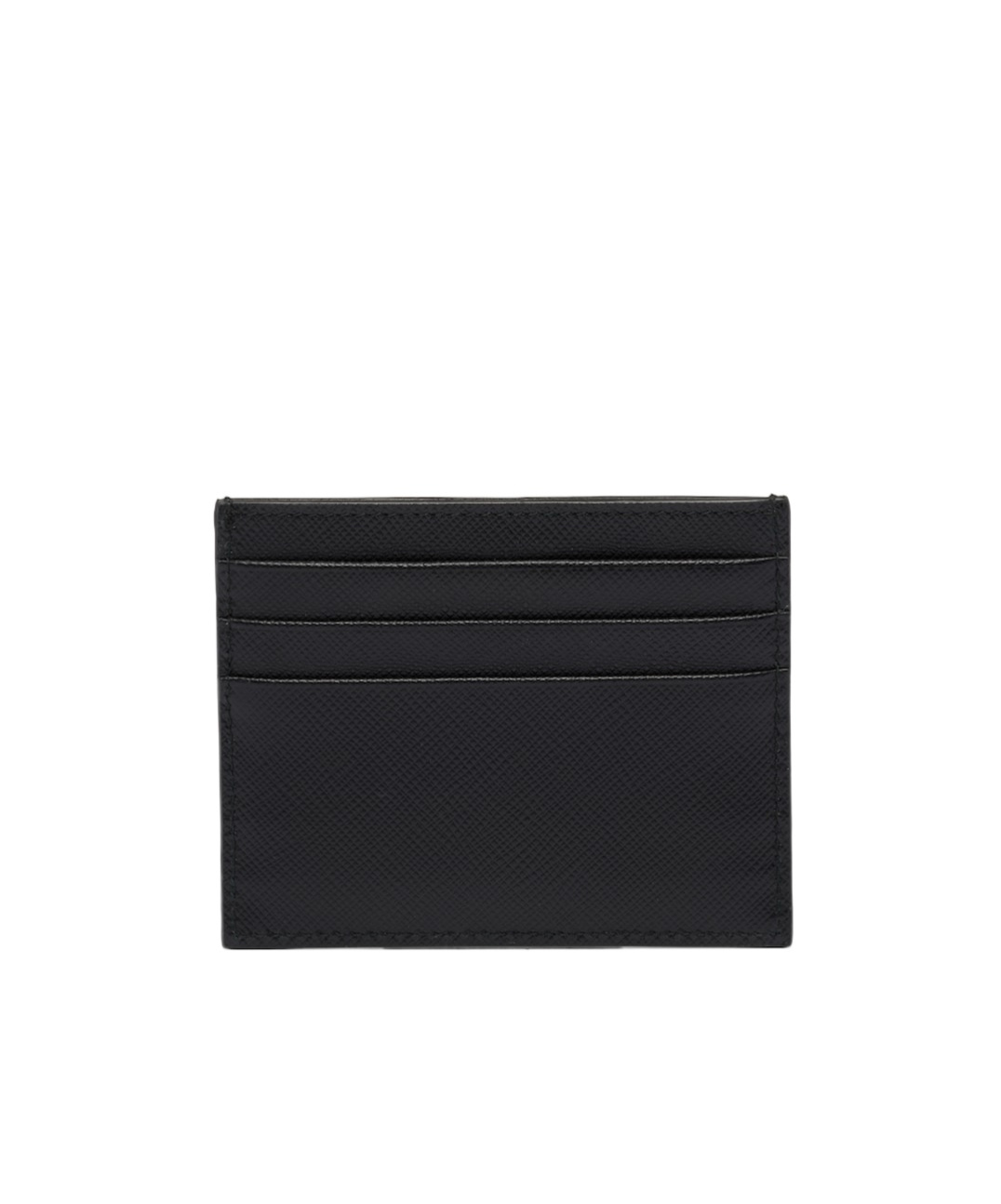 Prada Textured Black Cardholder With Subtle Logo In Black