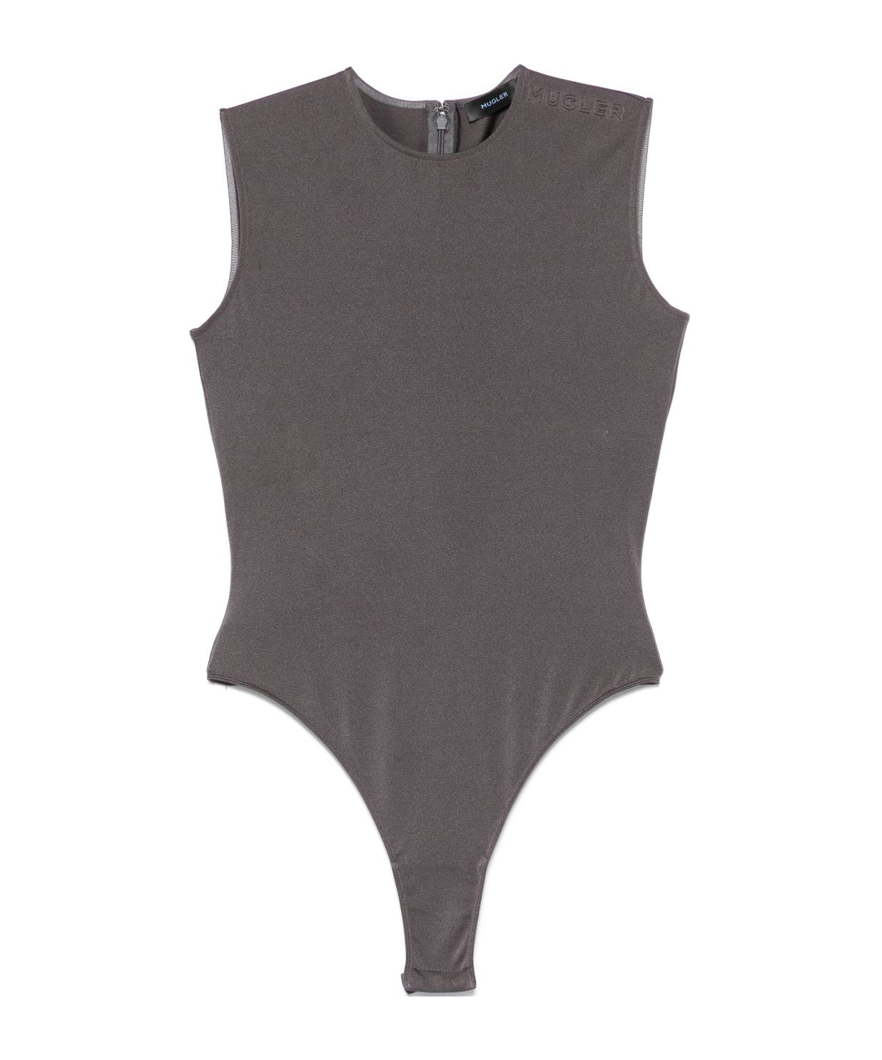 Mugler Logo-embossed Sleeveless Bodysuit In Black