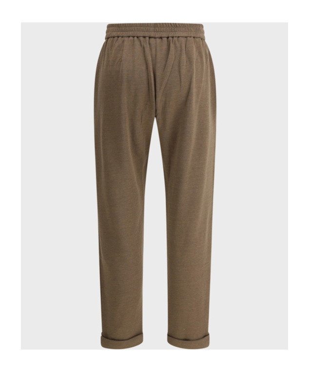 Brunello Cucinelli Cotton-silk Blend Joggers With Side Monile Detail In Brown