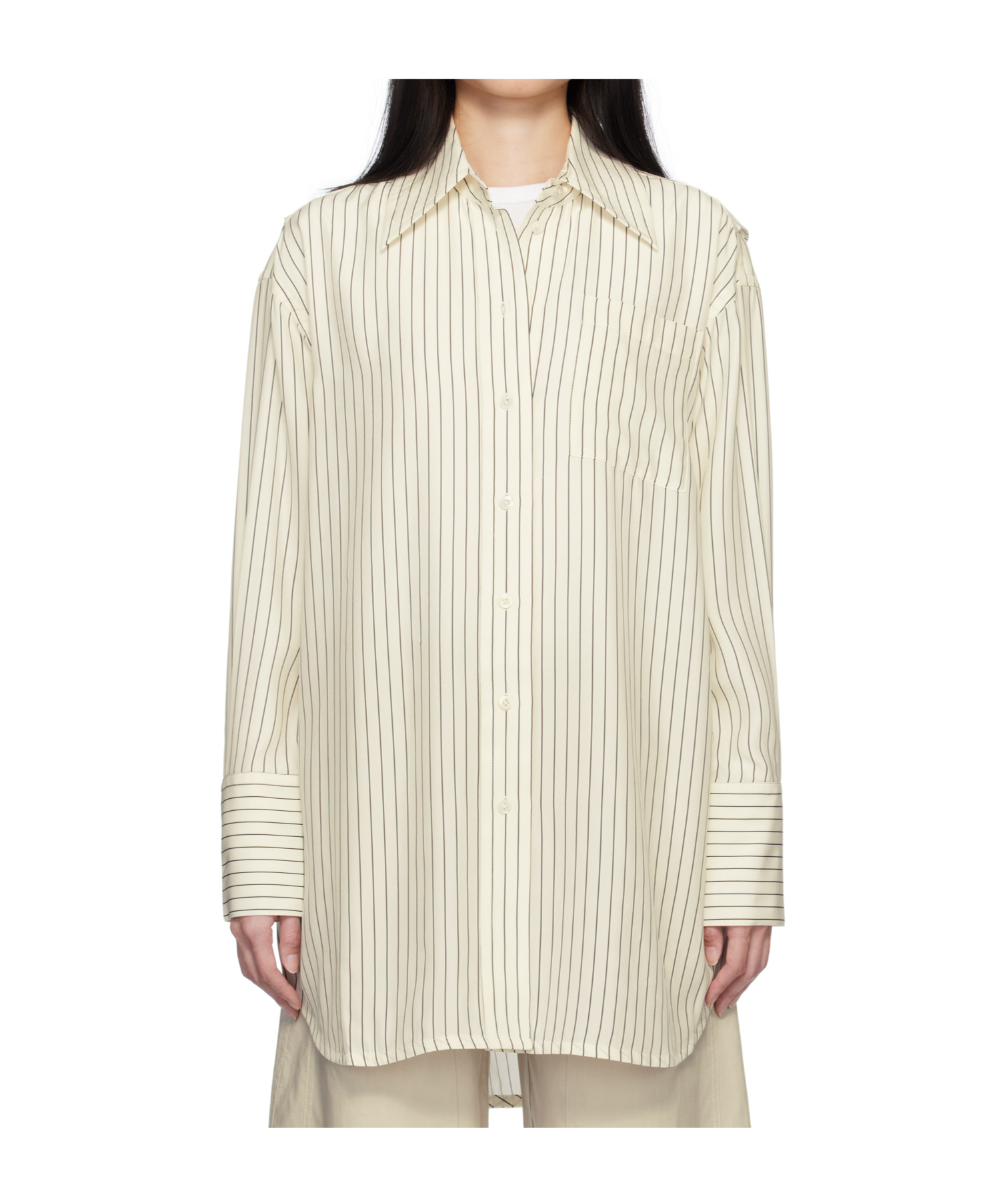 Co Off-white Striped Button Down Shirt In Neutral