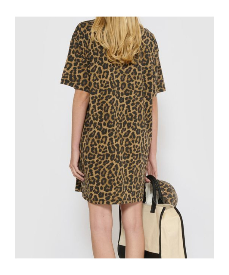 Anine Bing Mini Dress With Animal Print And Short Sleeves In Black