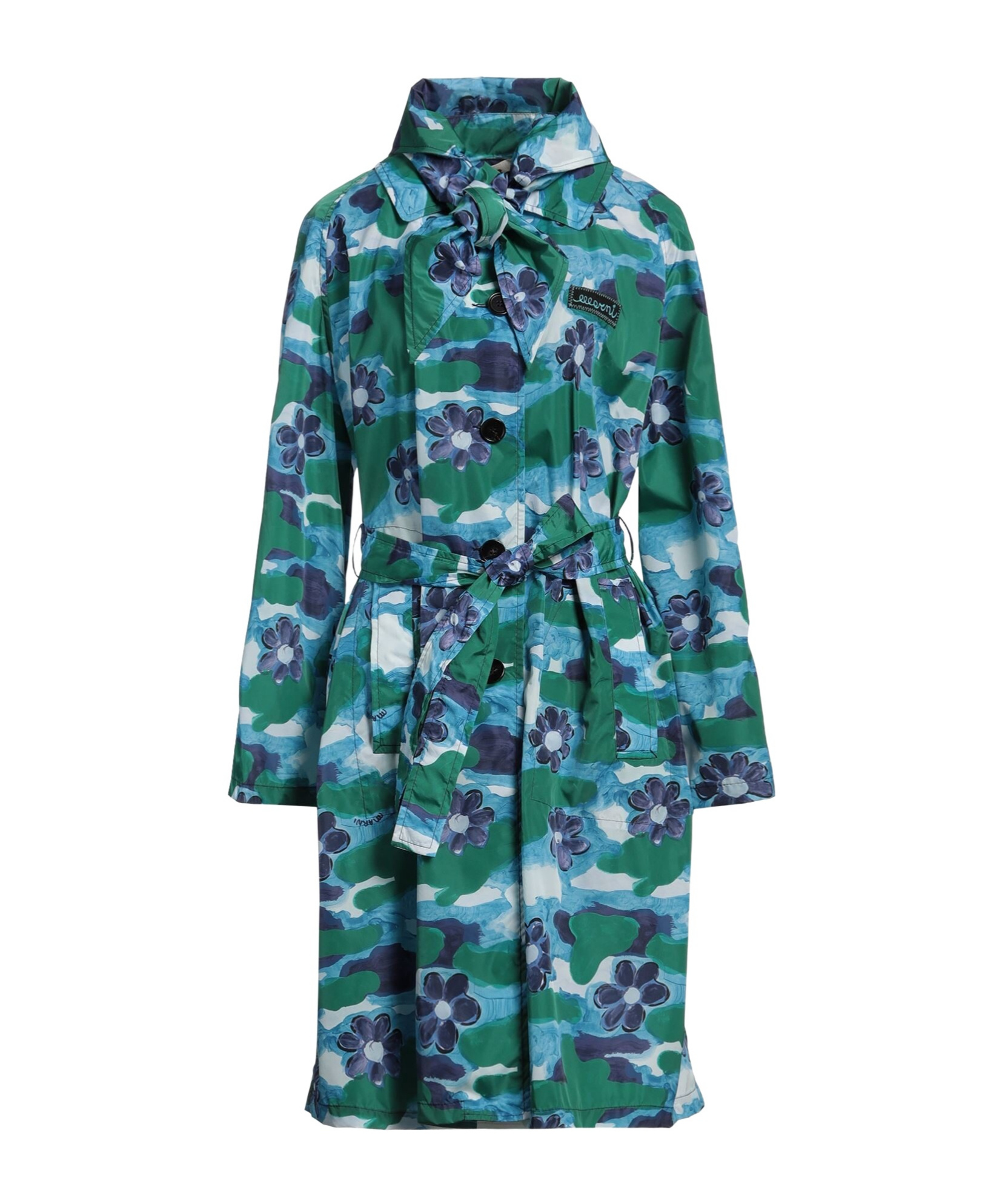Marni Printed Trench Coat In Blue