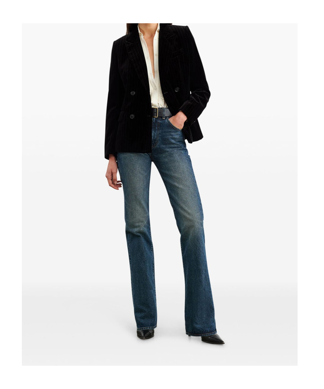 Nili Lotan Belt-loop Jeans In Blue
