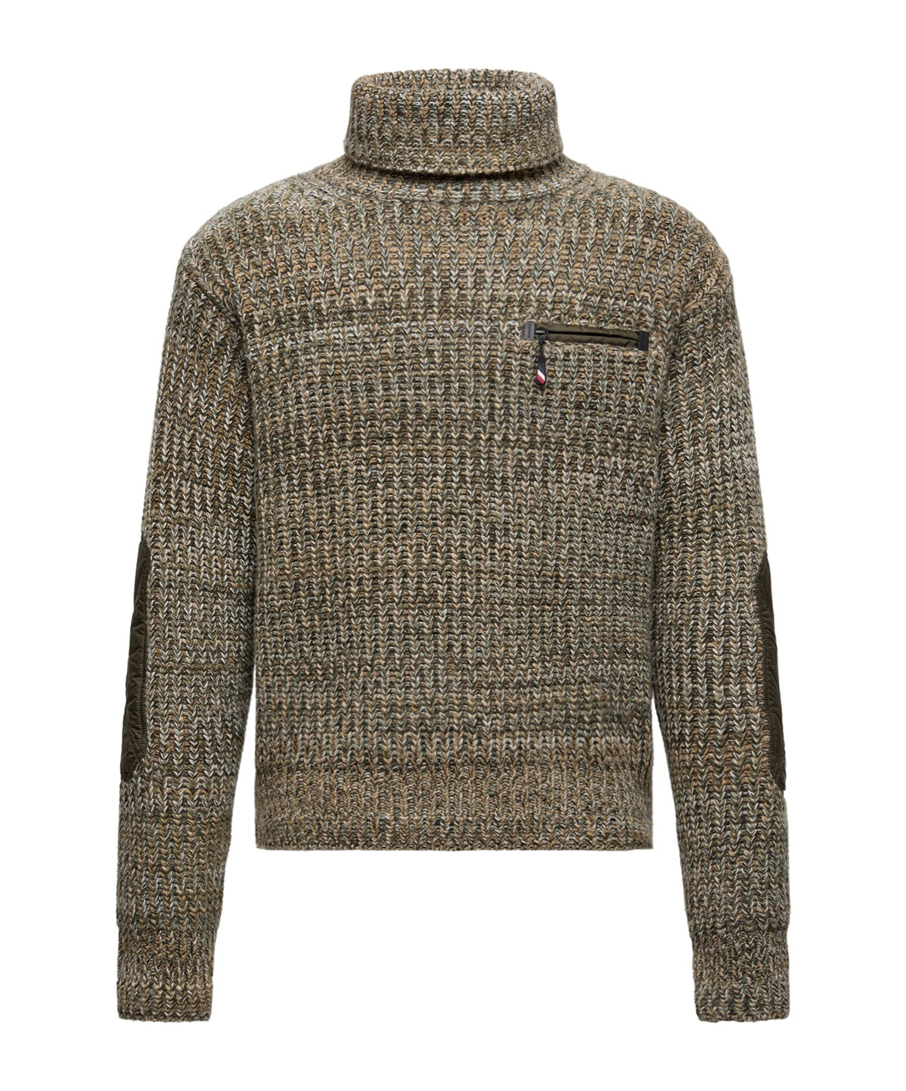 Moncler Wool Turtleneck Sweater With Pocket In Brown