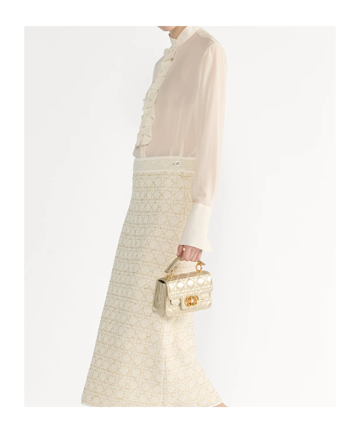 Dior Blouse With Ruffled Neckline In White