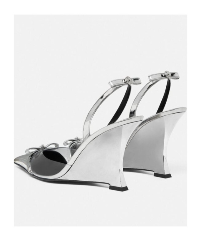 Versace Gianni Ribbon Wedge-pumps 95mm In White