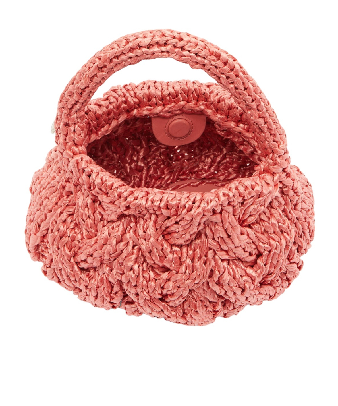 Jw Anderson Cable-knit Leather-trimmed Raffia Tote Bag In Bubblegum